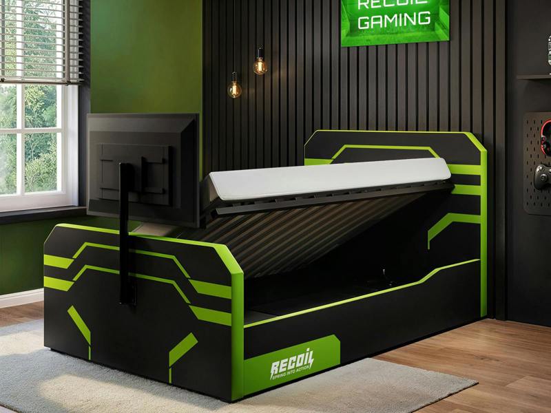 Recoil Alister Side Lift TV Ottoman Bed Black & Green