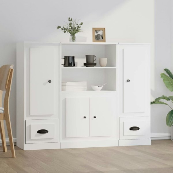 Berkfield Highboards 3 pcs White Engineered Wood