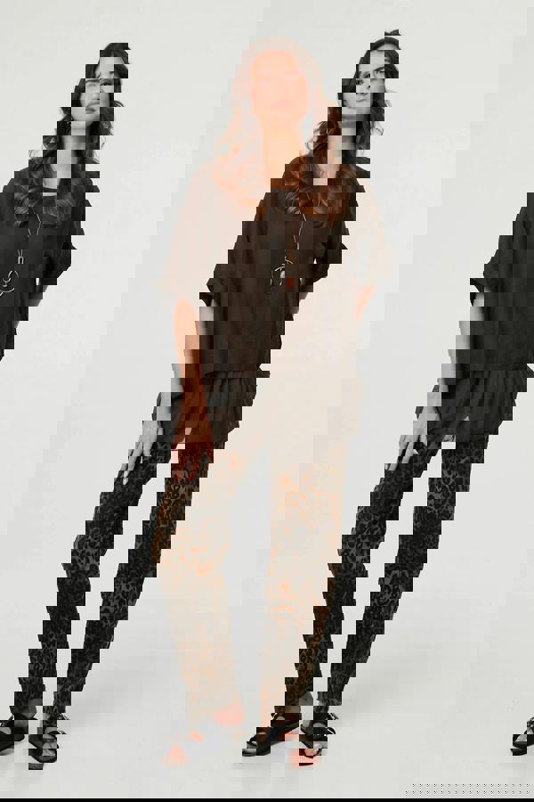 Brown | Layered 1/2 Sleeve Relaxed Tunic Top