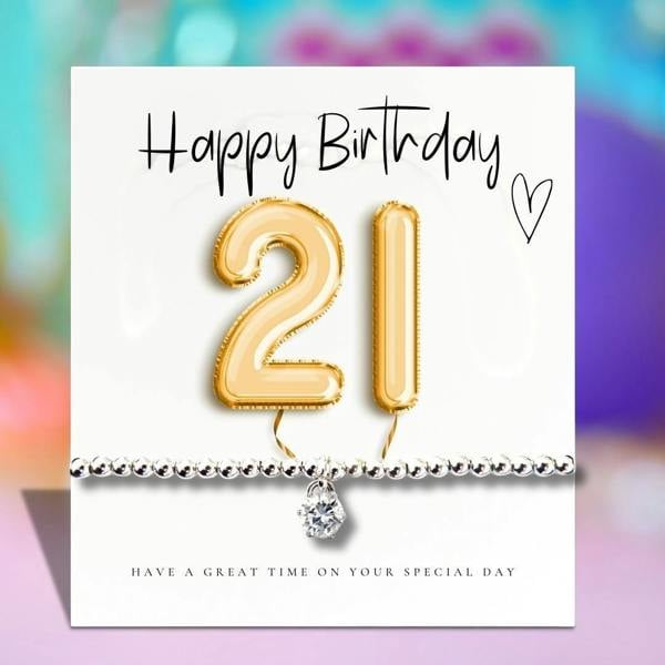 Aye Do Gifts Small 21st Birthday Gold Balloons Hamper | Candle, Bracelet, Chocolate
