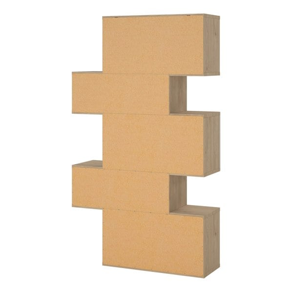Furniture To Go Maze Asymmetrical Bookcase with 3 Doors in Jackson Hickory and White High Gloss