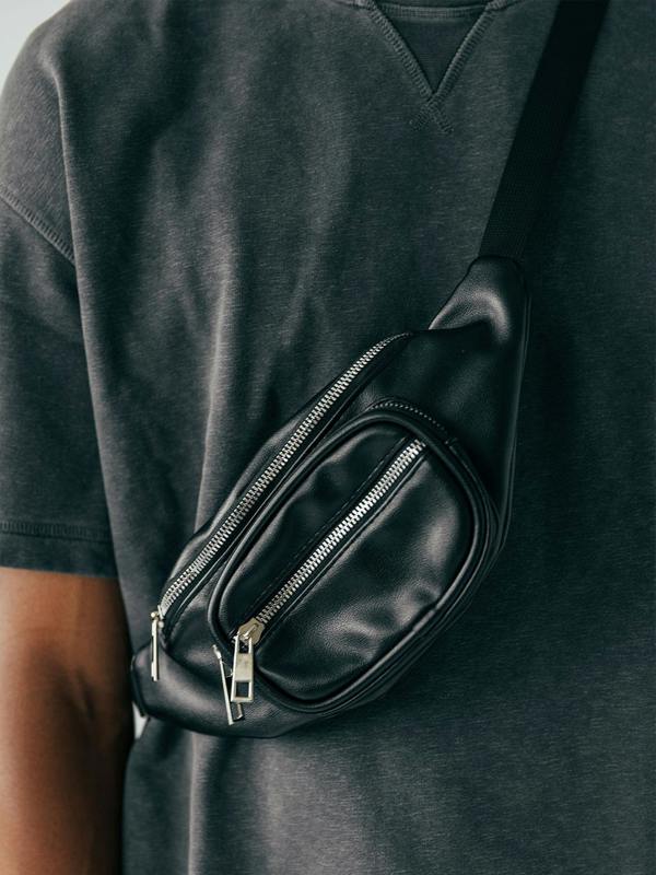 Maxim PU Leather Cross Body Bag In Black - svnx