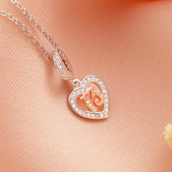Parus Home 13th Birthday Necklace Sterling Silver Heart Pendant