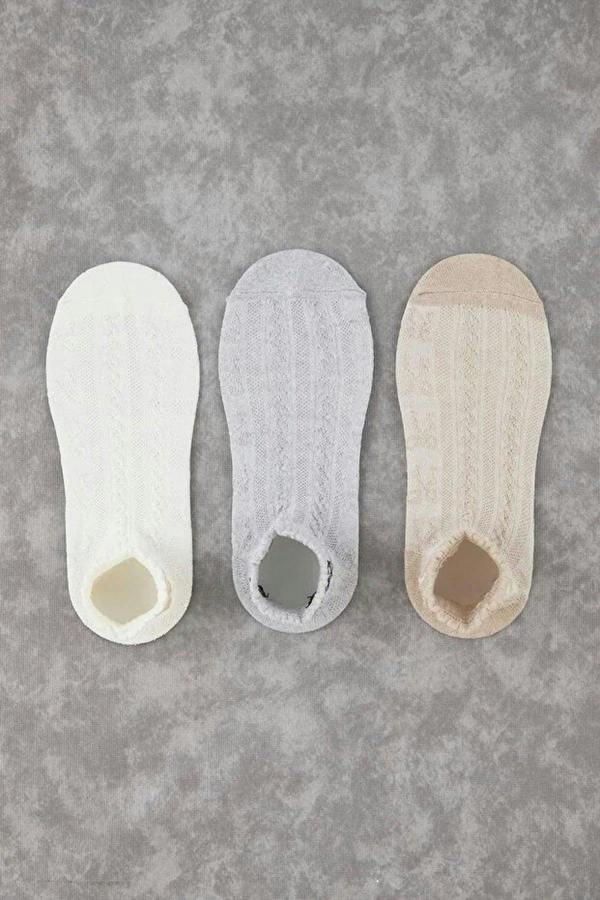 WOVCOR 3-Pack Jacquard Knit Socks with Bow and Heart Print