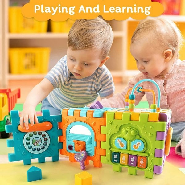 deAO Toys Activity Cube Baby Toys, 6 in 1 Musical Activity Cube Educational Toy