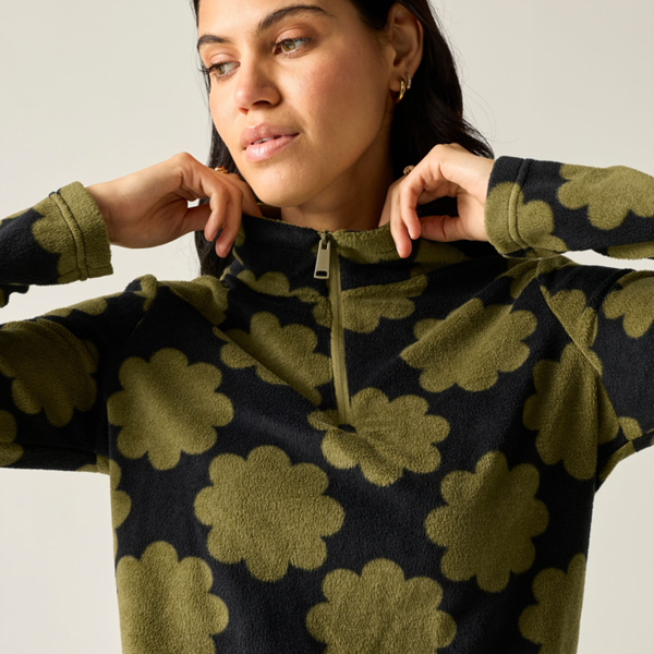 Regatta Womens Orla Kiely Sun Daisy Half Zip Fleece - Olive