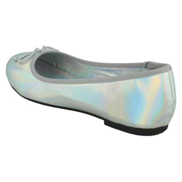 Spot On Ladies Spot On Flat Metallic Ballerina Shoes F80398