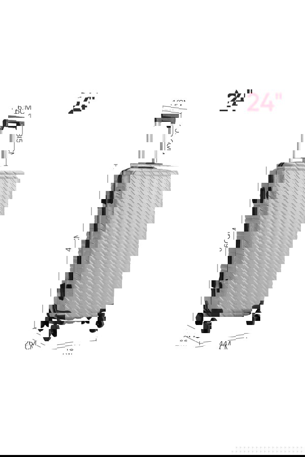 Living and Home Set of 3 Lightweight Hardside Travel Suitcase with Spinner Wheels - Silver