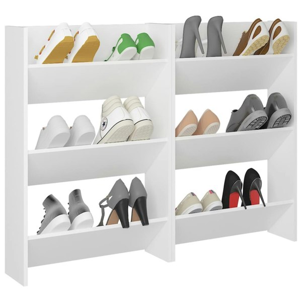 Berkfield Wall Shoe Cabinets 2 pcs  White 60x18x90 cm Engineered Wood