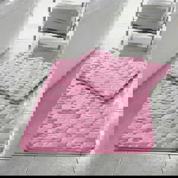 HomeSpace Direct Memory Foam Pebbles Bath Mat Set 2 Piece