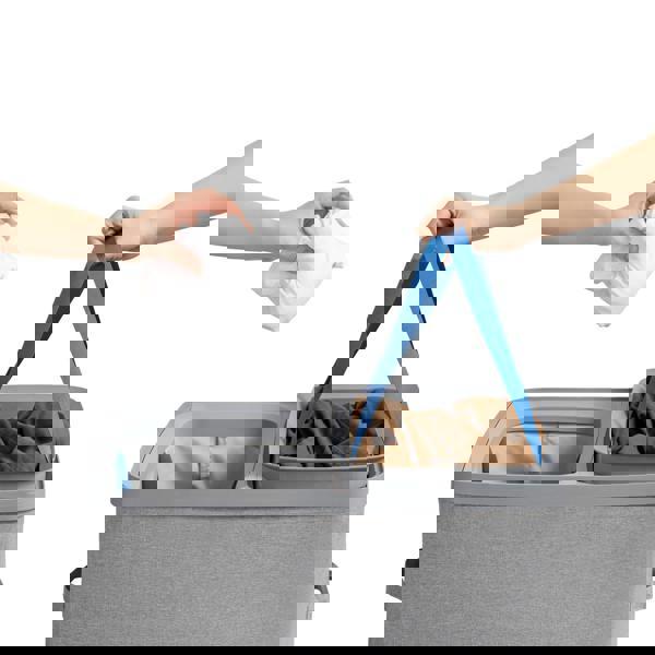 Gr8 Home Grey Double Laundry Seperation Hamper Bin Large Clothes Washing Basket With Lid