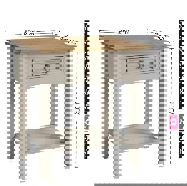 Modcraft Grey Wax Solid Pine Furniture Rustic Mexican Style with Decorative Metal Fittings