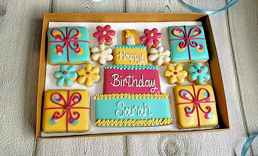 The Cookie Collaboration Hand-iced Personalised Birthday Cookie LETTERBOX GIFT/For Her