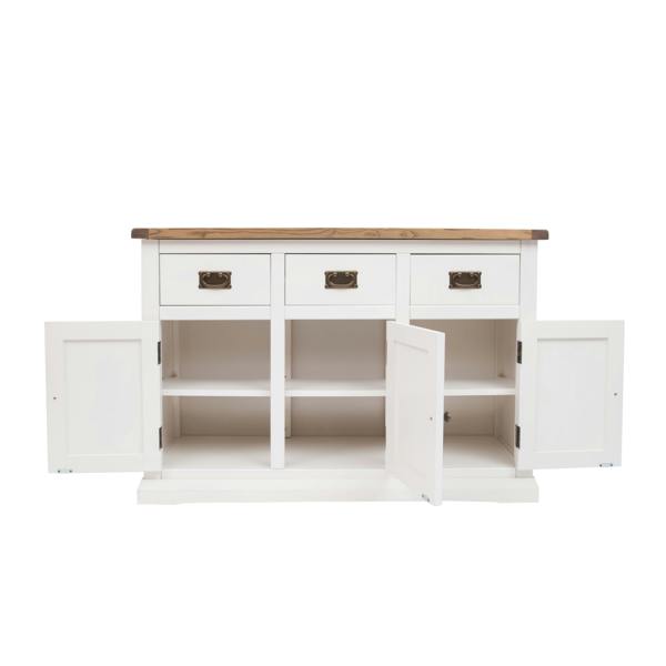 Cabinet Bits Cosenza Off White 3 Drawer 3 Door Sideboard Brass Drop Handle