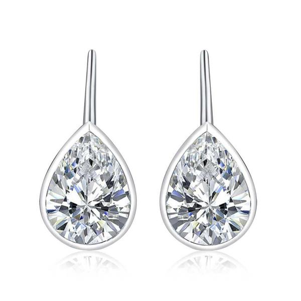 925 Sterling Silver Leverback Cubic Zirconia Drop Earrings - namana.london