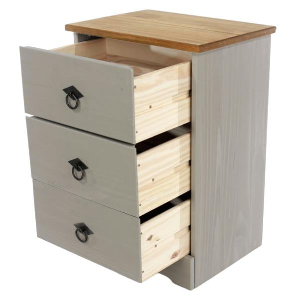 Core Products Corona Grey Modern 3-Drawer Bedside Cabinet