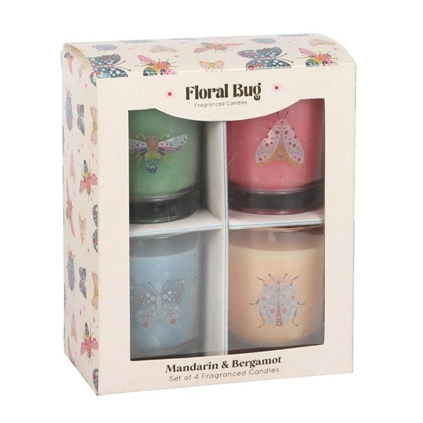 Serano Set of 4 Floral Bug Mandarin & Bergamot Candles