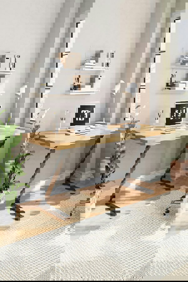 Living and Home 71cm/27.95 inch 2Pcs Black Anti-Slip Z-shaped Metal Table Legs Furniture Replacement Legs for DiningTable, Desks and Workbenches