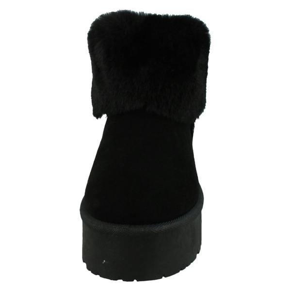 Spot On Ladies Spot On Platform Comfy Ankle Boots with Faux Fur Collar F4463