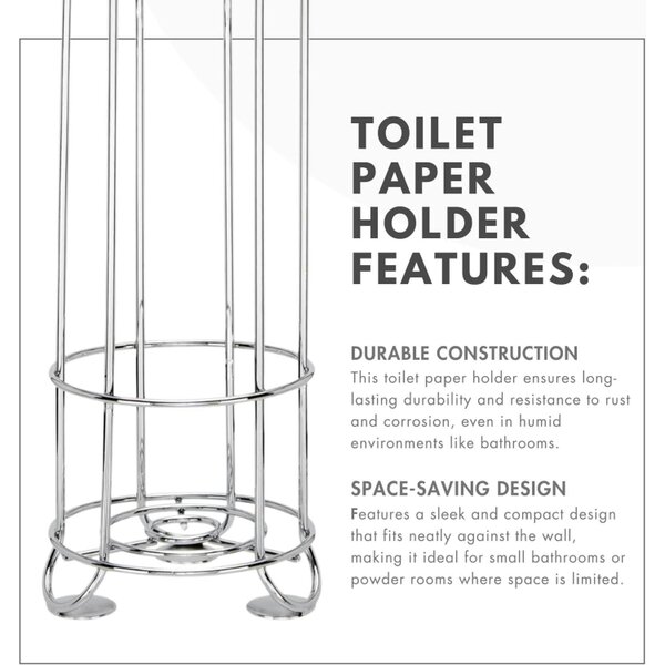 Dyzi Freestanding Toilet Paper Holder 3 Roll Storage Stand Chrome