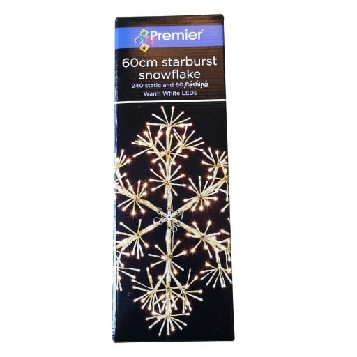 Samuel Alexander 60cm Gold Starburst Snowflake Wall Window Decoration with 300 Warm White LEDs
