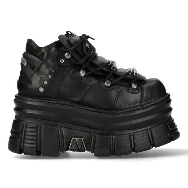 New Rock M-106-C178 Black Tower Gothic Punk Chunky Ankle Boots