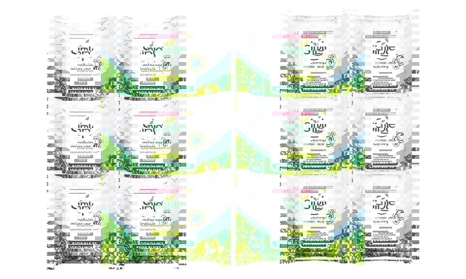 Simple Biodegradable Micellar Wipes with Glycerin & Pro-Vitamin B5,