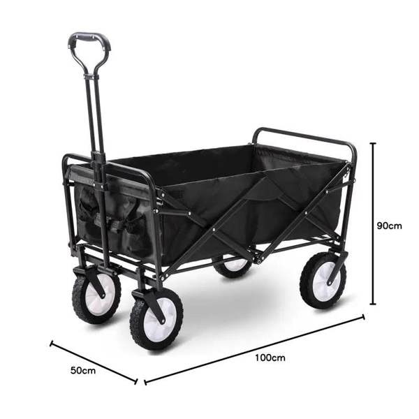 Dyzi Heavy Duty Folding Wagon Cart Collapsible Trolley Adjustable Handle