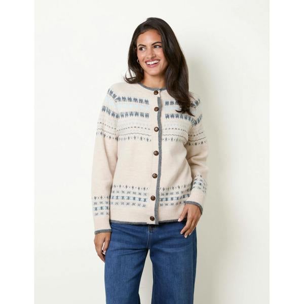 Blue Vanilla Classic Fair Isle-Inspired Cardigan