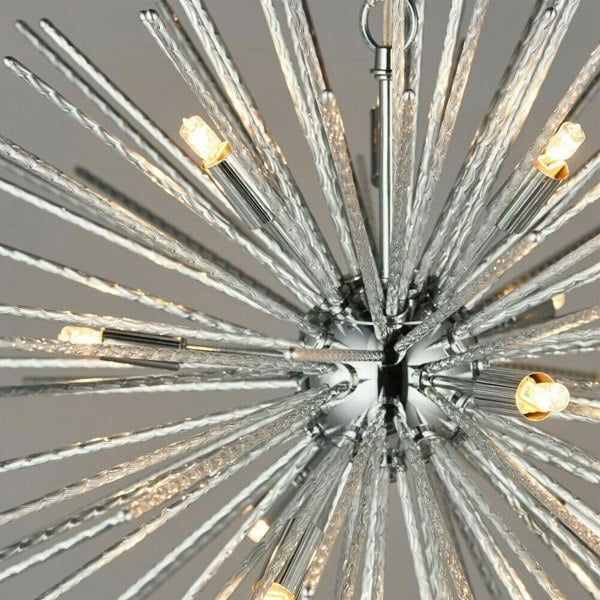Multi Light Ceiling Pendant 9 Bulb Chrome Feature Chandelier Vintage Metal Lamp Loops
