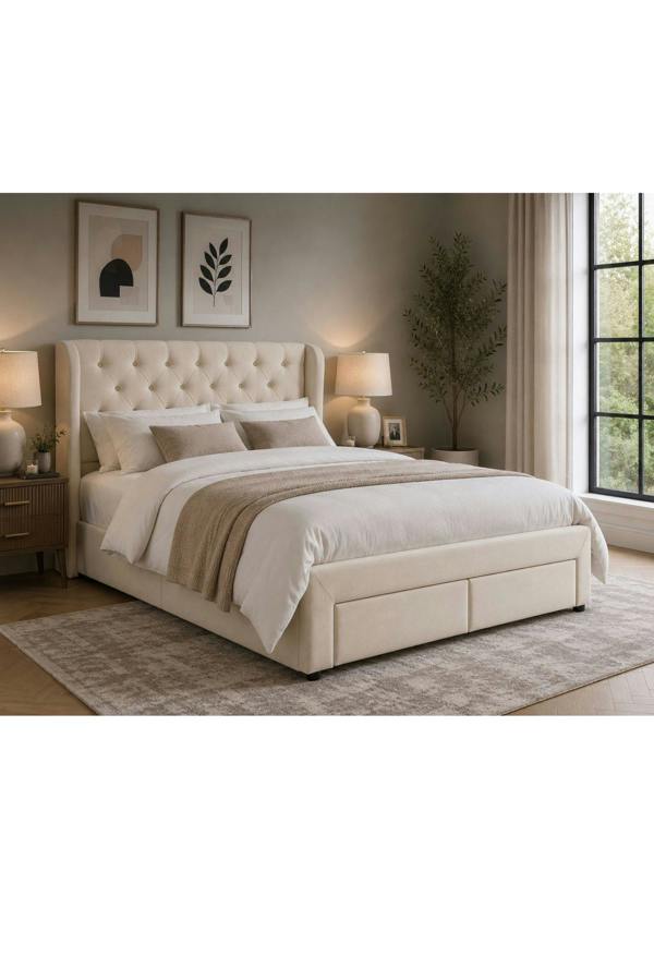 Groundlevel Westbury Velvet Upholstered Bed Frame With Storage Drawers