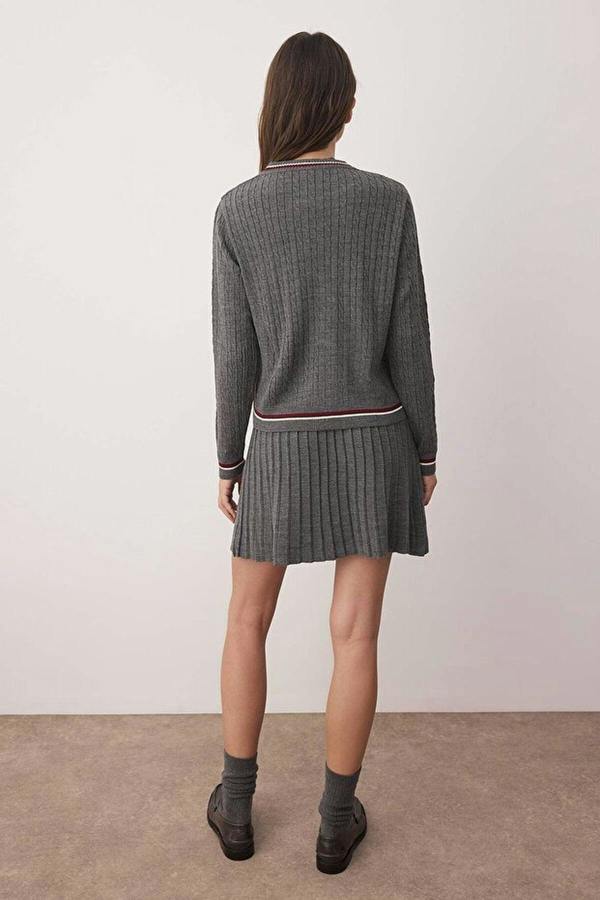 WOVCOR 3-Piece Soft Textured Cardigan-Blouse-Skirt Knit Set