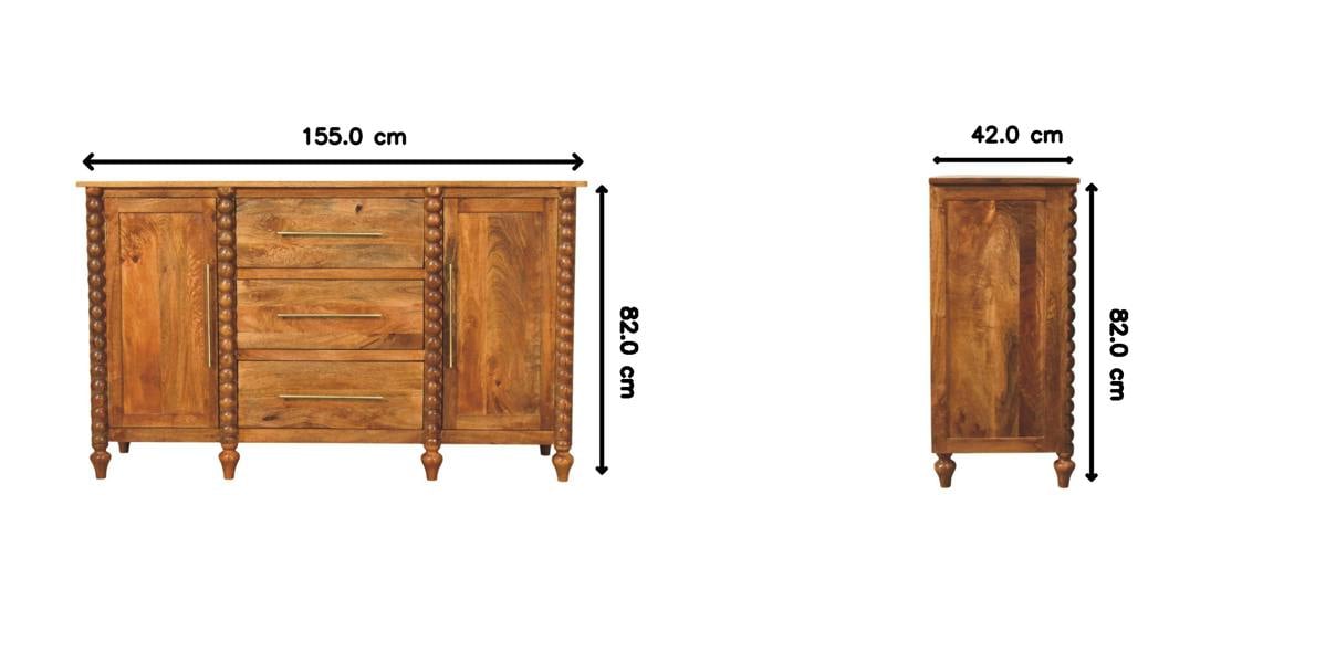 Artisan Furniture Solid Mango Wood Spindle Sideboard, Mango brown