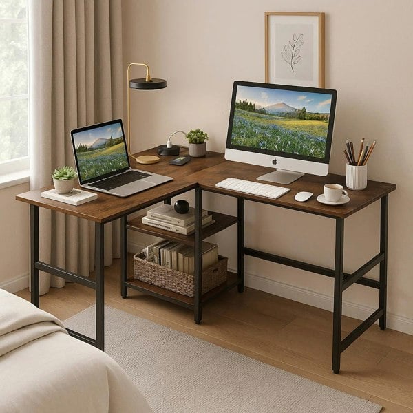 Modcraft L-Shaped Computer Desk with USB & Type-C Charging Station –  Office Corner Desk