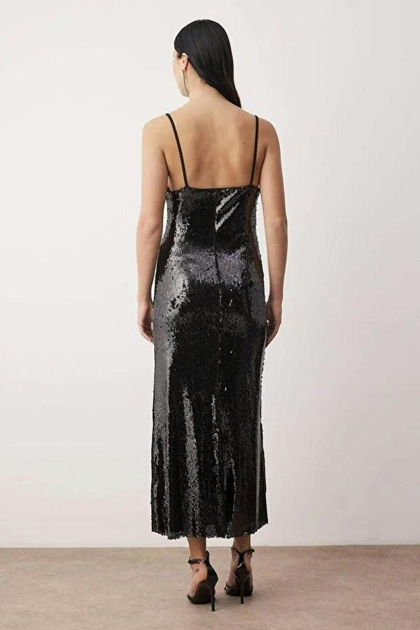 WOVCOR Knitted Sequin Maxi Lined Evening Dress