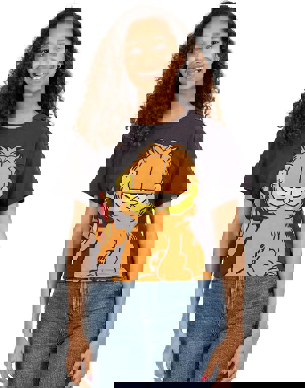 Garfield Womens Grey Character Cropped Short Sleeved T-Shirt