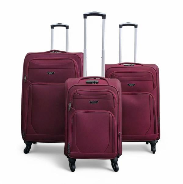 Infinity Luggage Soft Shell Lightweight Nylon Suitcase Set 4 Wheel Travel Case Holiday Bags