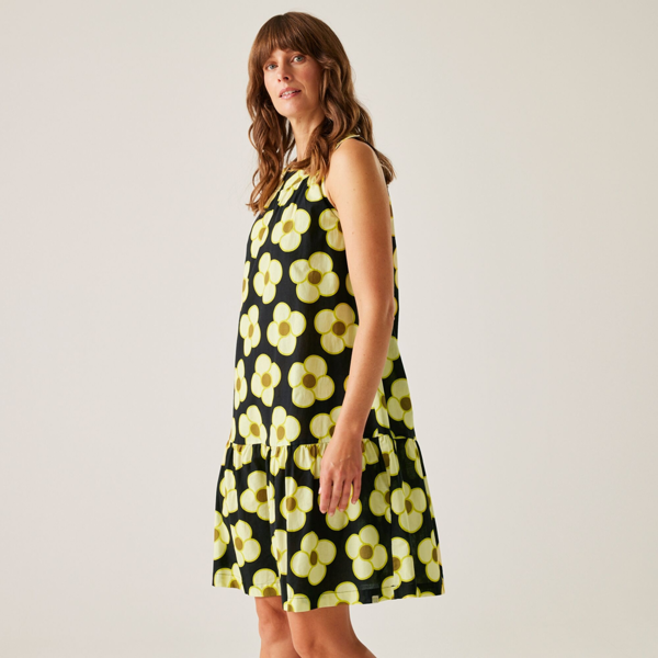 Regatta Women's Orla Kiely II Spinning Flower Sleeveless Summer Dress - Black