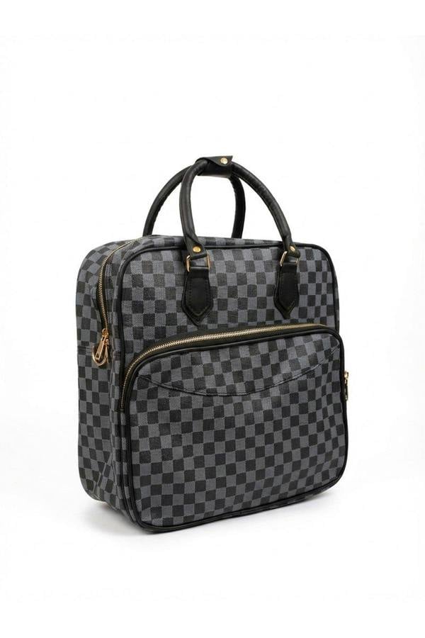 Ava Checkered Holdall - Black