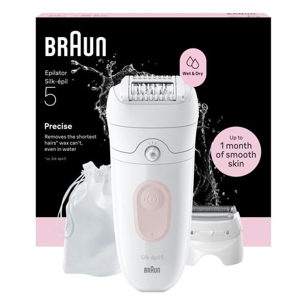 Braun Silk·épil 5, Wet & Dry Epilator, Easy Hair Removal, Lasting Smooth Skin, 5-041, Flamingo Pink