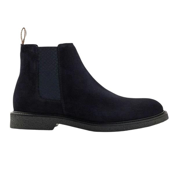Boss Mens Embossed Suede Stitch Detail Chelsea Boots - Dark Blue - 