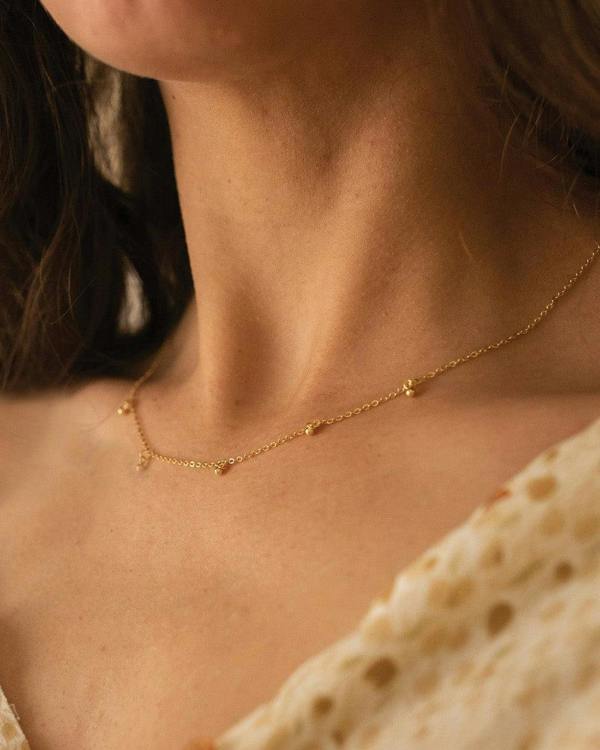 Dainty 14K Gold Beaded Drop Choker Necklace - Necklaces - Elk & Bloom