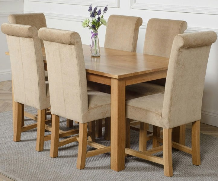 That's Furniture Oslo 150 x 90cm Medium Oak Dining Set with Washington Fabric Chairs