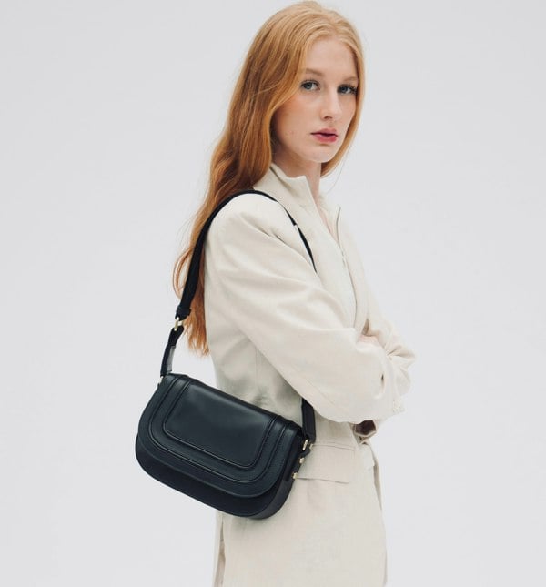 Apatchy London The Mimi Midi Black Leather Bag