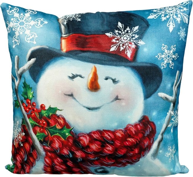 Xmas Haus Christmas Cushion, Happy Snowman (45x45cm)