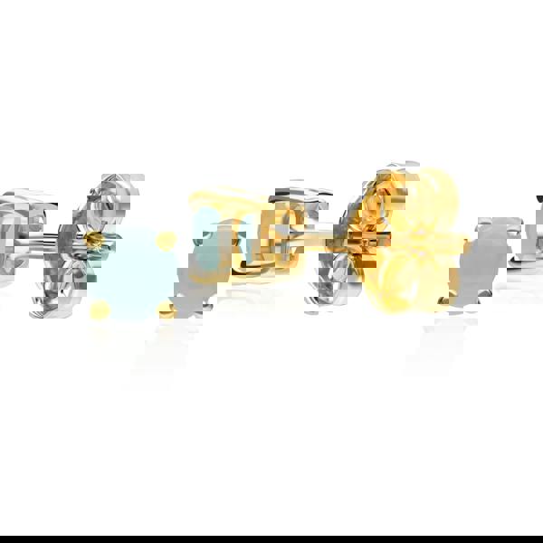 26943 Classic Round Jade Cabochon Stud Earrings in 9ct Yellow Gold 3.5mm 3