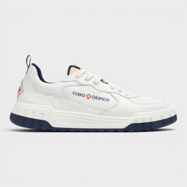 Casablanca Logo Leather Court Sneaker Navy White