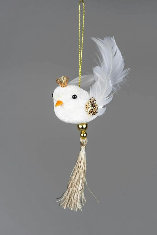 7 x 13cm White Robin Christmas Hanging Decorations, Set of 3 Festive Bird Ornaments image 5
