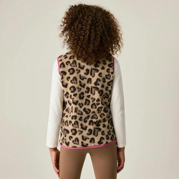 Regatta Childrens/Kids Frankie Leopard Print Fleece Body Warmer - Mocha/Violet - 