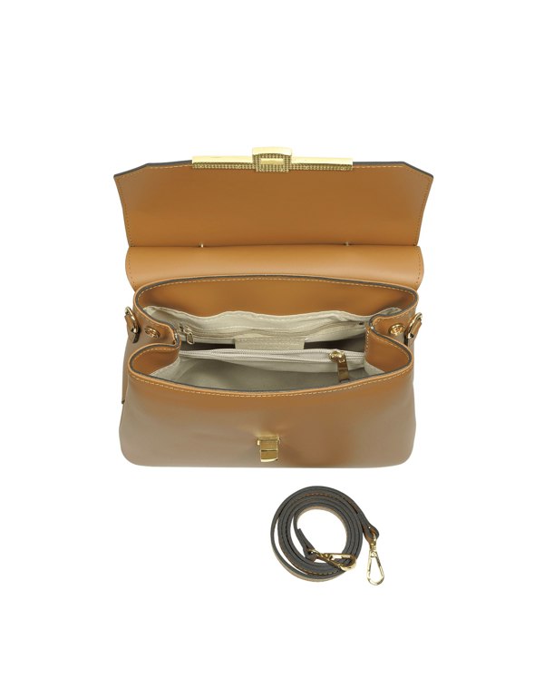 Le Parmentier Atlanta Top Handle Satchel - Caramel